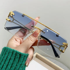 Wholesale Punk Modern Style Solid Color PC Square Frameless Women Sunglasses - ChicMeto