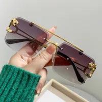 Wholesale Punk Modern Style Solid Color PC Square Frameless Women Sunglasses - ChicMeto