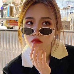 Wholesale Punk Streetwear Oval AC Oval Frame Full Frame Women's Sunglasses - ChicMeto