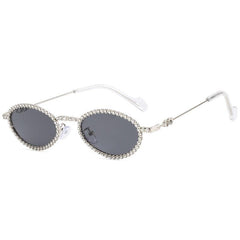 Wholesale Punk Streetwear Oval AC Oval Frame Full Frame Women's Sunglasses - ChicMeto