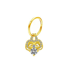 Wholesale Retro Cross Letter Butterfly Stainless Steel Copper Plating Hollow Out Inlay Zircon White Gold Plated Gold Plated Nose Ring - ChicMeto