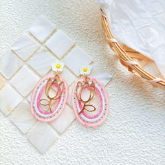 Wholesale Retro Flower Patchwork Acrylic Drop Earrings - ChicMeto