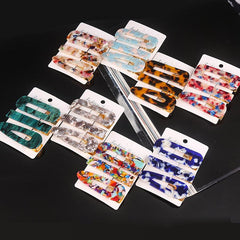 Wholesale Retro Geometric Color Block Acetic Acid Sheets Hair Clip 3 Piece Set - ChicMeto