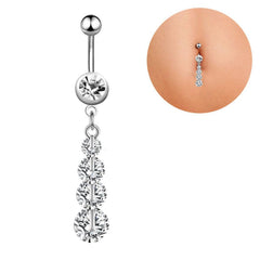 Wholesale Retro Sexy Tree Crown Butterfly Stainless Steel Inlay Zircon Belly Ring 1 Piece - ChicMeto