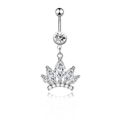 Wholesale Retro Sexy Tree Crown Butterfly Stainless Steel Inlay Zircon Belly Ring 1 Piece - ChicMeto