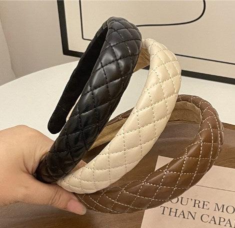 Wholesale Retro Simple Style Solid Color PU Leather Hair Band - ChicMeto