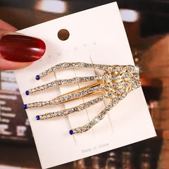 Wholesale Retro Skull Alloy Artificial Rhinestones Hair Clip - ChicMeto