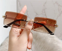 Wholesale Retro Square AC Square Frameless Women Sunglasses - ChicMeto