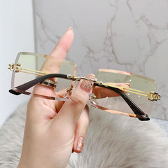 Wholesale Retro Square AC Square Frameless Women Sunglasses - ChicMeto