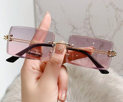 Wholesale Retro Square AC Square Frameless Women Sunglasses - ChicMeto