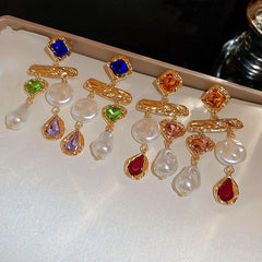 Wholesale Retro Water Droplets Inlay Alloy Rhinestones Drop Earrings - ChicMeto