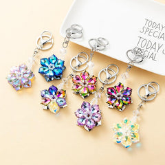 Wholesale Shiny Flower Artificial Crystal Bag Pendant Keychain - ChicMeto