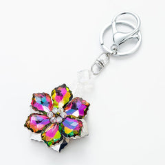 Wholesale Shiny Flower Artificial Crystal Bag Pendant Keychain - ChicMeto