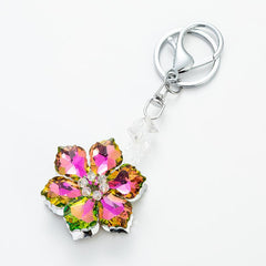 Wholesale Shiny Flower Artificial Crystal Bag Pendant Keychain - ChicMeto