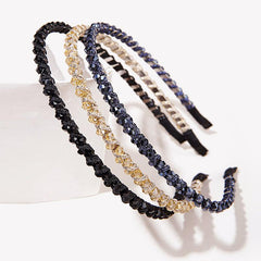 Wholesale Shiny Solid Color Alloy Rhinestone Beaded Hair Band - ChicMeto