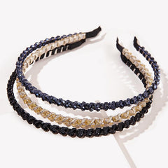 Wholesale Shiny Solid Color Alloy Rhinestone Beaded Hair Band - ChicMeto