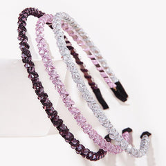 Wholesale Shiny Solid Color Alloy Rhinestone Beaded Hair Band - ChicMeto