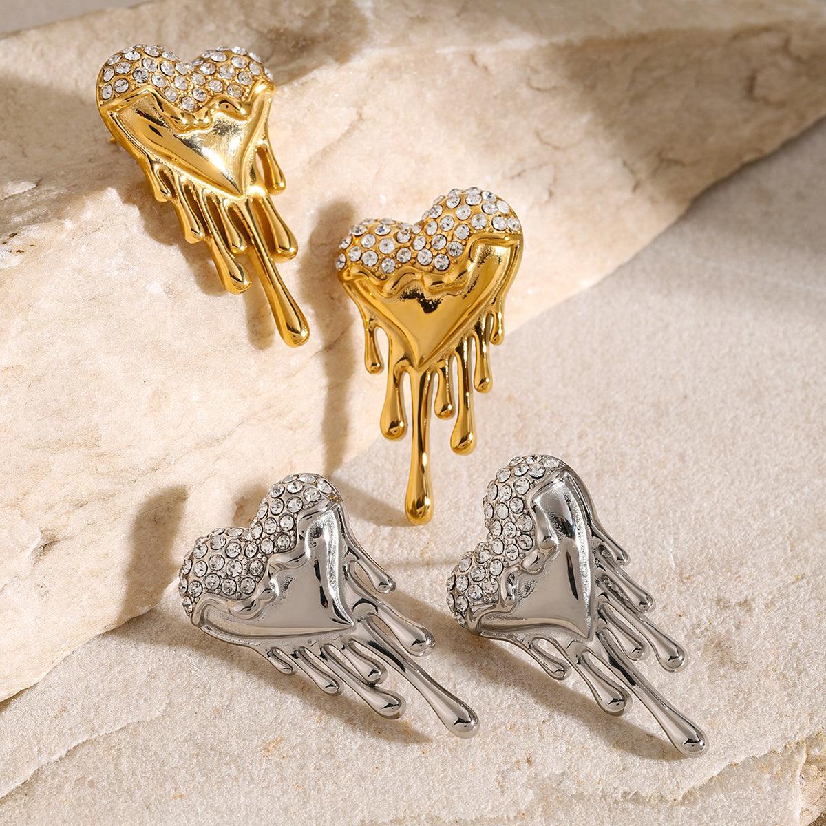 Wholesale Simple Classic Heart Shape Plating 316 Stainless Steel 18K Gold Plated Ear Studs for Women - ChicMeto