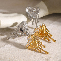 Wholesale Simple Classic Heart Shape Plating 316 Stainless Steel 18K Gold Plated Ear Studs for Women - ChicMeto