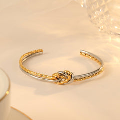 Wholesale Simple Classic Style Knot Twist Stainless Steel Plating 18K Gold Plated Bracelets - ChicMeto