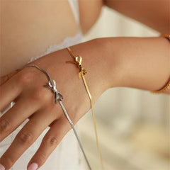 Wholesale Simple Style Classic Bow Knot Necklace Stainless Steel with 18k Gold Plating - ChicMeto