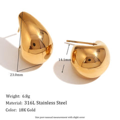 Wholesale Simple Style Classic C Shape Ear Studs Stainless Steel 18K Gold Plated - ChicMeto