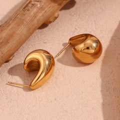 Wholesale Simple Style Classic C Shape Ear Studs Stainless Steel 18K Gold Plated - ChicMeto