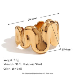 Wholesale Simple Style Classic Irregular Open Rings Stainless Steel 18k Gold Plated - ChicMeto