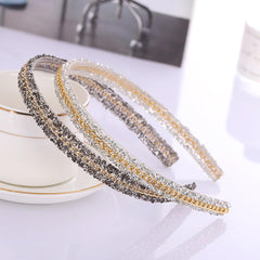 Wholesale Simple Style Color Block Plastic Rhinestone Hair Band - ChicMeto