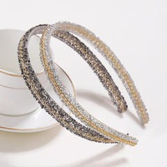 Wholesale Simple Style Color Block Plastic Rhinestone Hair Band - ChicMeto