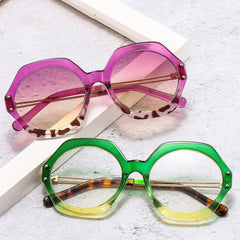 Wholesale Simple Style Color Block Solid Color Leopard PC Polygon Full Frame Women's Sunglasses - ChicMeto