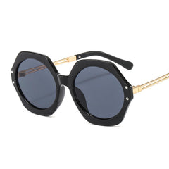 Wholesale Simple Style Color Block Solid Color Leopard PC Polygon Full Frame Women's Sunglasses - ChicMeto