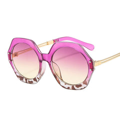 Wholesale Simple Style Color Block Solid Color Leopard PC Polygon Full Frame Women's Sunglasses - ChicMeto