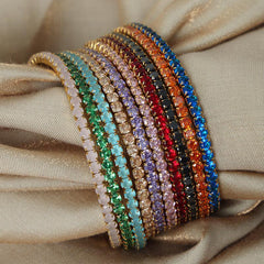 Wholesale Simple Style Colorful Titanium Steel Plating Zircon Inlay 18K Gold Plated Bracelets - ChicMeto