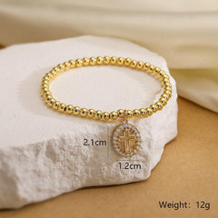 Wholesale Simple Style Commute Cross Copper Plating Zircon Inlay 18K Gold Plated Bracelets - ChicMeto