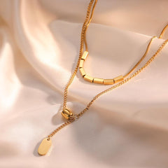 Wholesale Simple Style Commute Geometric Titanium Steel Plating 18K Gold Plated Necklace - ChicMeto