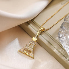 Wholesale Simple Style Commute Little Bear Copper Plating Inlay Zircon 18K Gold Plated Pendant Necklace - ChicMeto