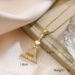 Wholesale Simple Style Commute Little Bear Copper Plating Inlay Zircon 18K Gold Plated Pendant Necklace - ChicMeto