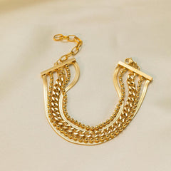 Wholesale Simple Style Commute Solid Color Titanium Steel Polishing Plating Chain 18K Gold Plated Bracelets - ChicMeto