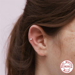 Wholesale Simple Style Commute Square Inlay Sterling Silver Zircon Ear Studs - ChicMeto