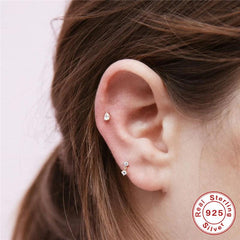 Wholesale Simple Style Commute Square Inlay Sterling Silver Zircon Ear Studs - ChicMeto