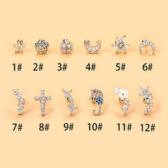 Wholesale Simple Style Cross Flower Stainless Steel Copper Plating Inlay Zircon Ear Studs - ChicMeto