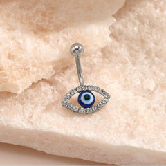 Wholesale Simple Style Devil's Eye Stainless Steel Inlay Zircon Belly Ring - ChicMeto