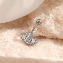 Wholesale Simple Style Devil's Eye Stainless Steel Inlay Zircon Belly Ring - ChicMeto