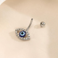 Wholesale Simple Style Devil's Eye Stainless Steel Inlay Zircon Belly Ring - ChicMeto