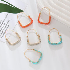 Wholesale Simple Style Geometric Inlay Alloy Resin Hoop Earrings - ChicMeto