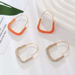 Wholesale Simple Style Geometric Inlay Alloy Resin Hoop Earrings - ChicMeto