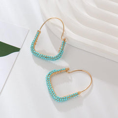 Wholesale Simple Style Geometric Inlay Alloy Resin Hoop Earrings - ChicMeto