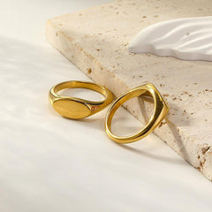 Wholesale Simple Style Geometric Stainless Steel Plating 18K Gold Plated Rings - ChicMeto