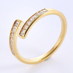 Wholesale Simple Style Geometric Stainless Steel Plating Inlay Zircon 18K Gold Plated Rose Gold Plated Rings - ChicMeto